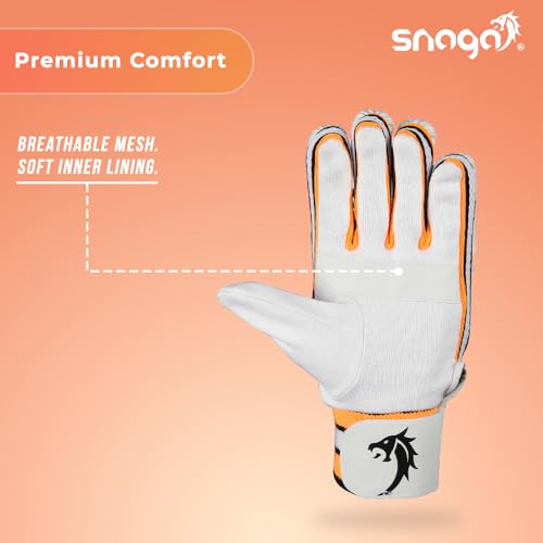 Image of Snaga School Cricket Batting Gloves - for Beginner cricketers /PVC Palm /Nylon Stitch /Fully Paded Gloves /Full Fingered Gloves for Perfect Grip and Maximum Protection (Men)(14 Years and Above)