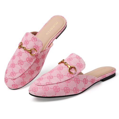 Image of Minorsu Buckle Mules for Women Flats Loafers Shoes for Work Office Business