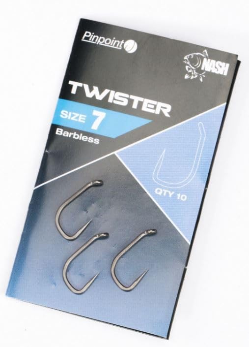 Nash Pinpoint Twister Barbless Carp Hooks: 8