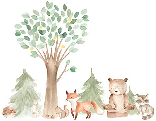 Vinilo decorativo mural innovativestencils árboles animales 84" miniatura 3