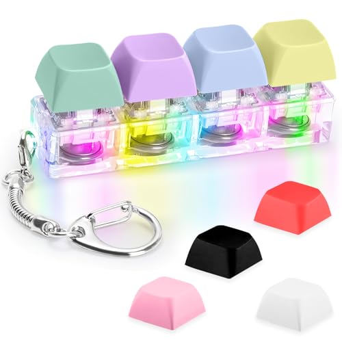 Image of Keyboard Fidget Toys Keychain - Stress Relief Fidget Clicker with Keyboard Key Sounds, Portable Fidget Toy for Focus & Anxiety Relief, Includes 4 Extra Replaceable Keycaps