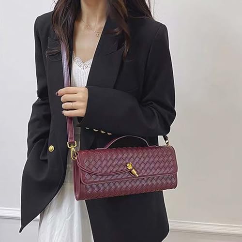Handmade Woven Evening Bag for Women Casual Clutch Purse Leather Shoulder Handbag Fashion Crossbody Bag 7