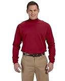 Unisex Sueded Cotton Jersey Mock Turtleneck Shirt, Color: Crimson, Size: Large