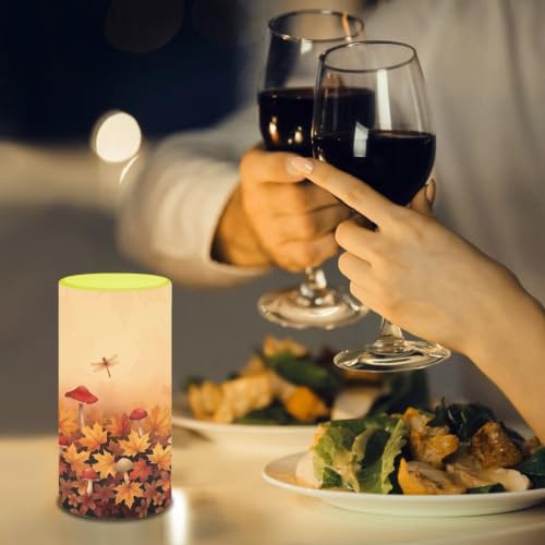 Image of Fall Maple Leaf LED Flameless Candles with Remote Timer