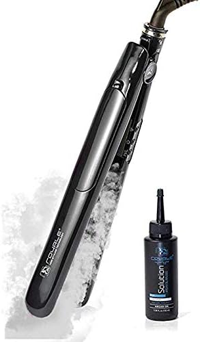 Royale Professional - Plancha de pelo con plancha de turmalina 100%  cerámica para alisar el cabello con aceite de argán, estilo vapor infundido  con aceite de argán, calor infrarrojo lejano, color negro :