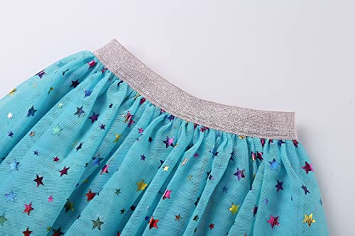 Danichins Girl's Tutu Tulle Sparkle Skirt And Basic Cotton Leggings Set (Blue, 5) #TOP3