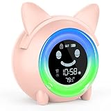 USAOSHOP Kids Alarm Clock, Toddler Sleep Training Clock with Night Lights, Sound Machine, NAP Timer,