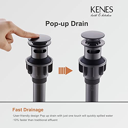 Kenes Oil Rubbed Bronze Pop Up Sink Drain, Bathroom Vessel Lavatory Vanity Faucet Sink Drain Stopper, Sink Drain Assembly With Overflow Anti Clog Pop Up Drain #TOP4