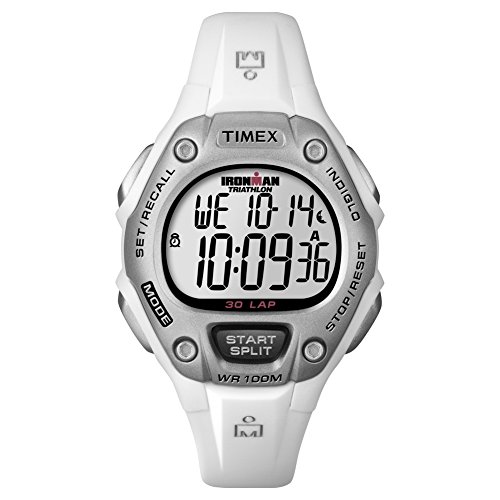 Timex Women's T5K515 Ironman Classic 30 Mid-Size White/Silver-Tone Resin Strap Watch