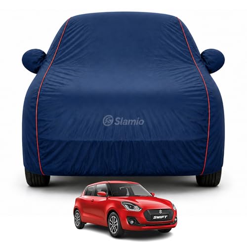 Image of Car Cover for Maruti Suzuki Swift 2005-2010 | 100% Waterproof Heavy-Duty 3-Layer Car Body Cover | All-Weather Rain UV, Sun & Dust Protection | Custom Fit | Mirror & Antenna Pockets | Navy Blue