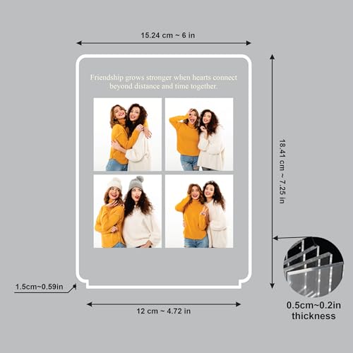 Image of Giftplease Customized LED Light Photo Frame for Friends | Personalized Lamp with Friendship Quote | Best Friend Gift for Birthday, Farewell, Friendship Day | Tabletop Frame 6x7.25 Inch FR 12