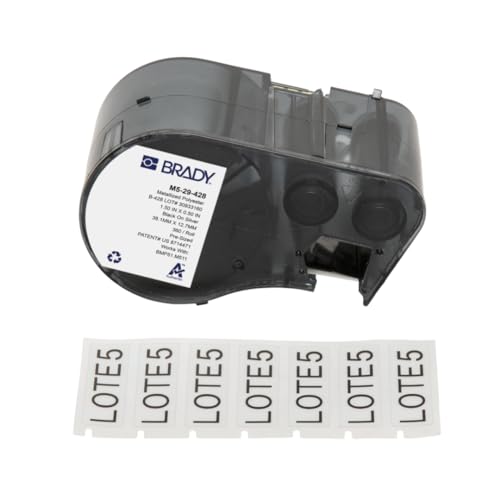 Image of Brady Metallised Polyester Pre-Sized Labels for Label Printer BMP51 /BMP53 /M511-360 Self Adhesive Printer Labels - Black on Light Grey (38,10 mm (W) x 12,70 mm (H)) - M5-29-428