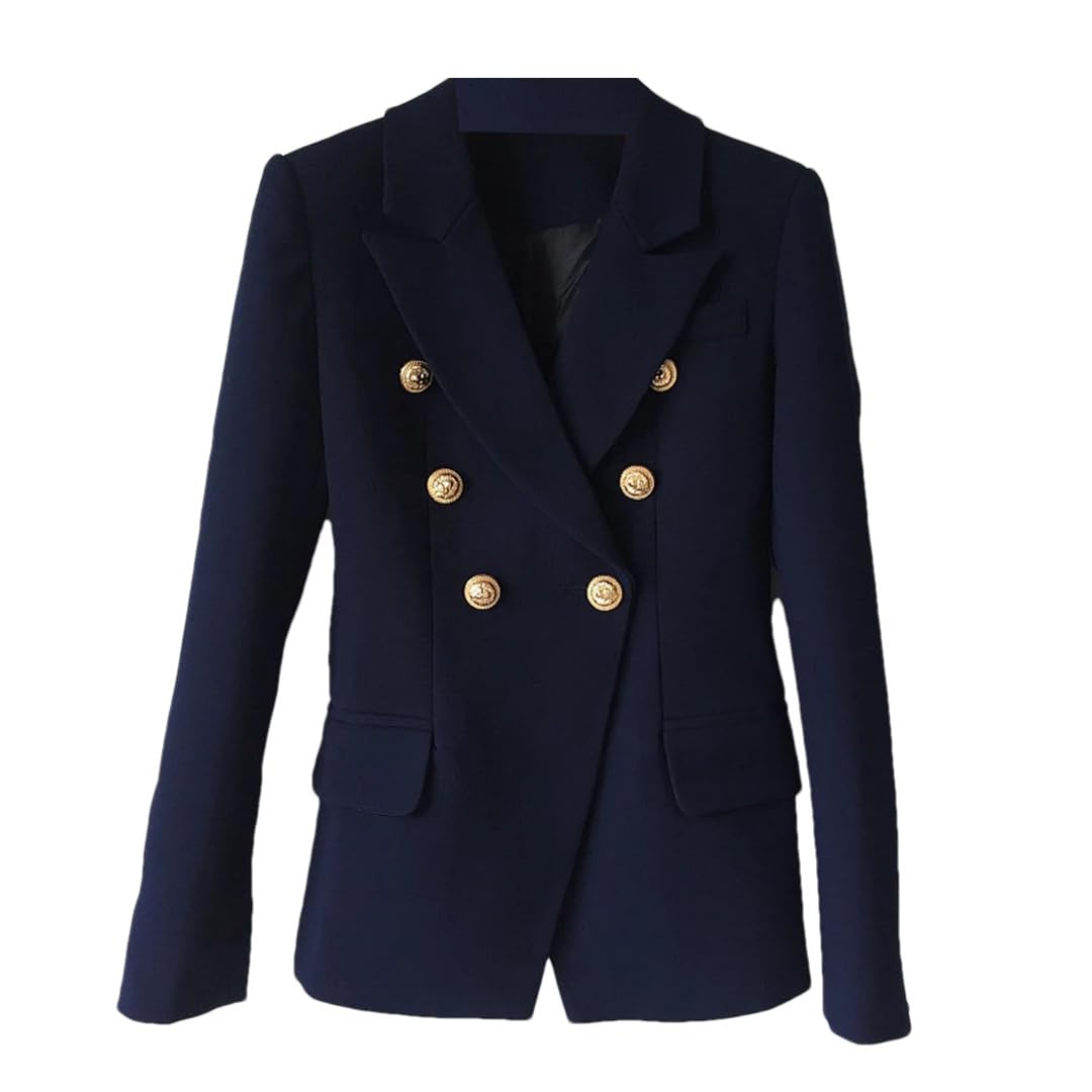 Veste de costume pour femme avec boutons dorés à double boutonnage