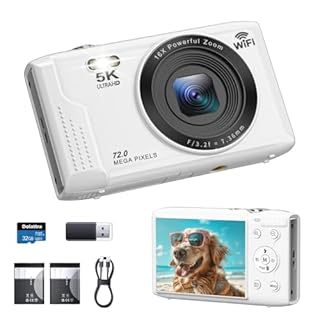 5K Digital Camera, Upgrade Autofocus 72MP Vlogging Camera Photo with 32G SD Card, 2.83'' Screen, 2 Batteries, 16X Zoom, WiFi Point and Shoot Digital Camera for Kids Adults Beginners