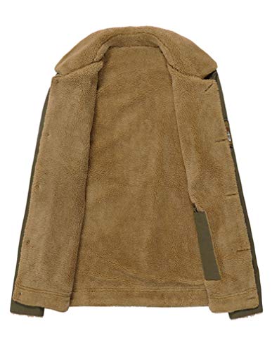 Pasok Men's Fleece Bomber Jacket Winter Military Coat Casual Stand Collar Cotton Cargo Outwear Black Xl #TOP2