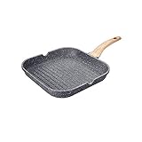Carote 11 inch Deep Square Grill Pan for Stove Top with Pour Spouts,PFOA-Free Stone-Derived Non-Stick Granite Coating from Switzerland
