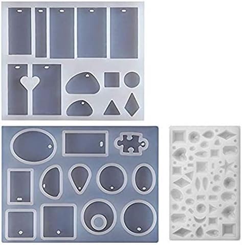 TianJi 3 Pack Silicone Jewelry Making Supplies Deep and Smooth Resin Mould Pendant Trays for Making Different Shapes and Sizes Pendant Jewelry Decoration
