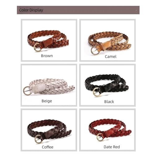 Belts for women, Waist Belt Fashion Women's Braided Belt Casual Cowhide Belts Adjustable Jeans Dress Thin Belt Versatile Decorative(Brown)4