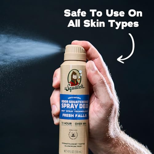 Dr. Squatch Spray Natural Deodorant Men, Aluminum Free (4oz, 2-Pack) | Quick Dry Men’s Deodorant Spray, 72-Hour Odor Protection, For all Skin Types (Wood Barrel Bourbon & Fresh Falls) - image 5
