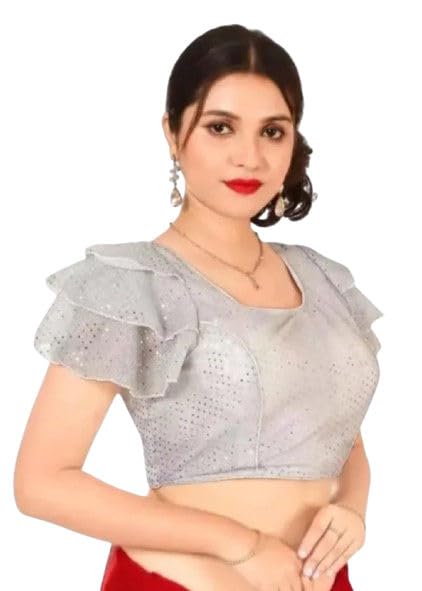 Net Organza Blouse for Women Girls Flared Sleeves Blouse-picture-20