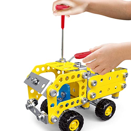 Image of Ferthor Fun 7 in 1 STEM Toys,Creative Set for Boys Age 8-12,Learning Engineering Kids Building Blocks Model Kits,Metal Construction Toys for Kids 8 9 10 11 12+ Year Old(180PCS No Motor)