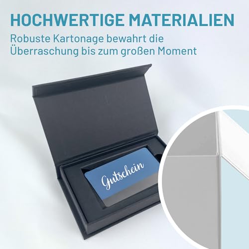 VerpackungsWelt Gutschein-Verpackung | Hochwertige Magnet-Box mit Inlay in Schwarz | Geschenk-Box für Gutschein & Karten mit Magnet-Verschluss | Ideal für Geburtstag, Hochzeit, Weihnachten, Geburt