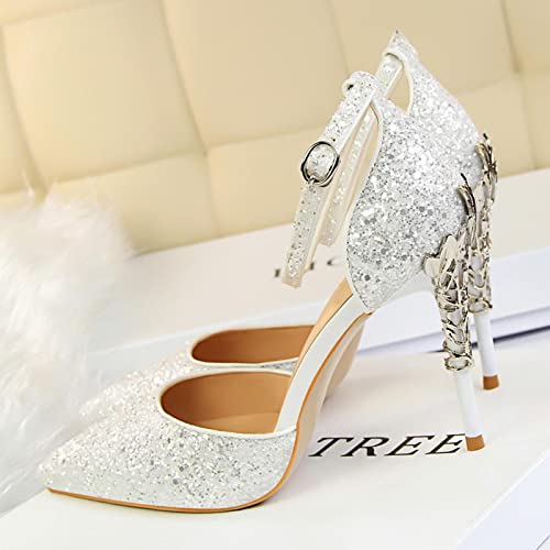 Unimaglif Womens Sparkly Heeled Sandals With Ankle Strap 3 Inch Heels4