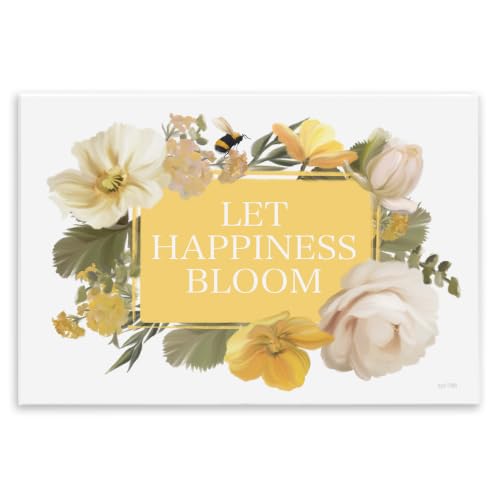 Stupell Industries 'Bold Let Happiness Bloom Yellow White'| Wall Plaque Art