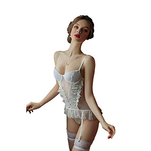 Femme Ensemble Lingerie Erotique Nuisette sous Vetement Sexy Corset en Dentelle Brassière et G-String Brassière Sexy Body Femme Combinaison sous-Vêtement avec Dentelle G-String Cover