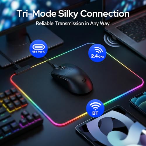 Image of Redragon M999 Wireless Gaming Mouse, Tri-Mode Mouse with RGB Magnetic Charging Dock, 45000 DPI MAX Adjustable, 4 Programmable Buttons, Ergonomic Design for PC Laptop Mac