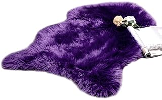 MIULEE Faux Fur Area Rugs Sheepskin Fluffy Mat Fleece Chair Cover Seat Pad Soft Shaggy Area Mat for Bedroom Sofa Floor 60 x 90 cm Irregular Shape Light Tan