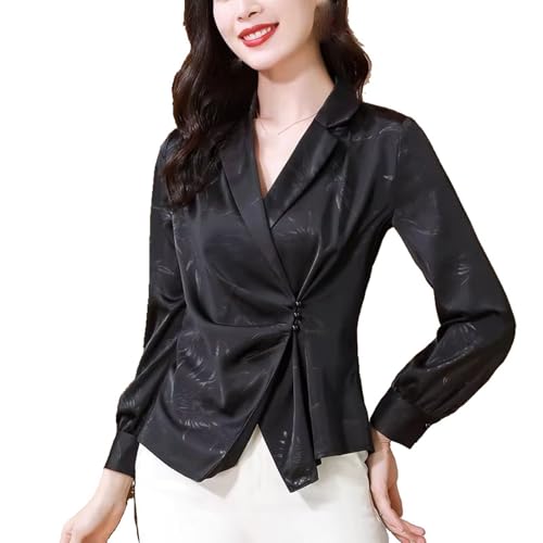 Chemisier élégant en jacquard pour femme à manches longues chic