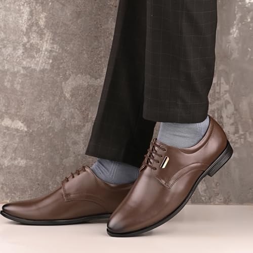 Image of Centrino Men's Formal Shoe | Stylish with Soft Cushioned Insole | Sleek Lace-Up Design for Formal Look | Durable with Anti-Skid Sole | Ideal for Office Wear 9429