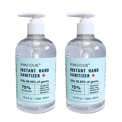 VIVACIOUS 500 ml / 16.9 oz Instant Hand Sanitizer with 75% Ethyl Alcohol (Pack of 2)