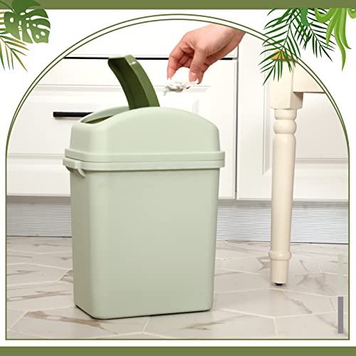 Sumind 2 Pcs 2.6 Gallon Bathroom Trash Can with Swing Lid Small Garbage Can Plastic Bathroom Trashcan Garbage Bin for Kitchen Waste Bedroom Room Outdoor (Green and Beige) by Sumind - Image 7