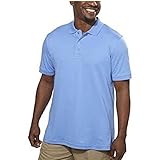 Kirkland Signature Men's Egyptian Cotton Short Sleeve Polo Shirt, Blue, Medium