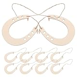 PERSELOSO 12 Pezzi Decorazioni in Legno Fai da Te a Ferro di Cavallo Non Verniciate Corda di Iuta 2 Metri Trucioli di Legno Grezzo Non Finiti per Creativi e Decorazioni Scuola e Casa