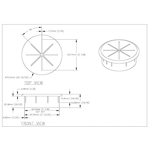 Anzeser 2-3/8" Flexible Desk Grommet - Color: Black - 3 Pack #TOP4