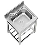 Edelstahl-Küchenspüle, 55 x 50 cm, Outdoor-Campingspüle, Einzelbecken, Waschbecken für Gastro-Küchen, langlebig und leicht zu reinigen, ideal zum Kochen und Camping