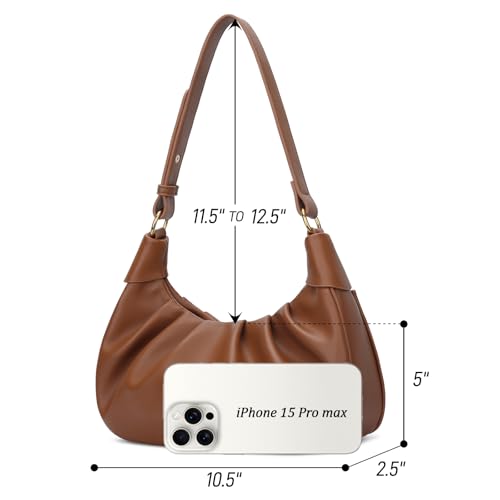 Image of KKXIU Shoulder Bag Crescent Handbag Ruched Purse Underarm Bag Mini Hobo for Women