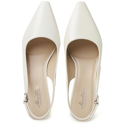 Image of Mostrin Kitten Heels for Women Slingback Pointed Closed Toe Heels Women's Pumps Shoes for Wedding, Party, Commuting