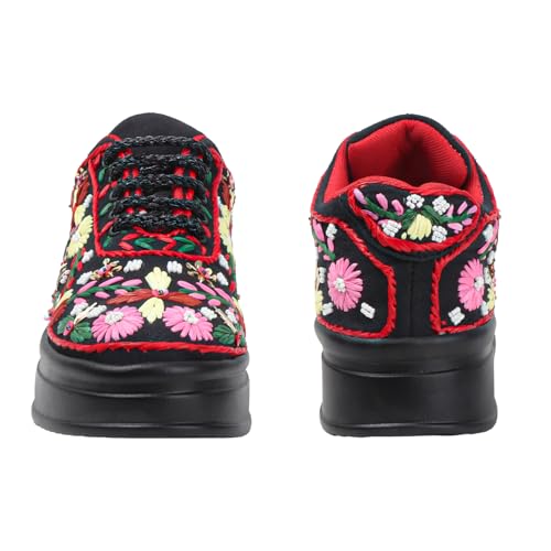 Image of Vendoz Women Hand Embroidery Wedding Party Bridal Floral High Heel Sneakers I Cushioned Insole I Comfortable Wear Wedge Shoes I for Ladies and Girls