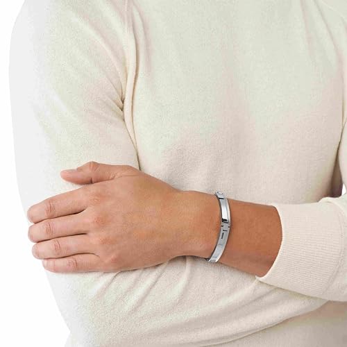 Image of Fossil Men's Plated Stainless Steel Engravable Personalized Gift ID, Chain or Cuff Bracelet for Men