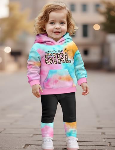 Baby Girl Clothes Long Sleeve Toddler Girls Clothes Tie-Dye Hoodie and Girls Leggings 2 Piece Fall Outfits 12M-4Y2