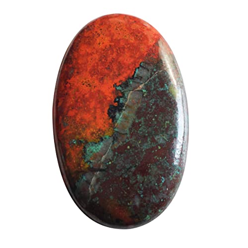 Jaspe naturel haut de gamme Sonora ovale 44mm en cuprite rouge et verte d'exception