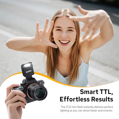 Godox iT22-C Flash para Canon, TTL Mini Flash con Pantalla Intuitiva, Reciclaje en 1.5s, 700 Destellos a Potencia Máxima con Batería Interna Recargable USB-C, Flash de Bolsillo Portátil (Negro) - imagen 3