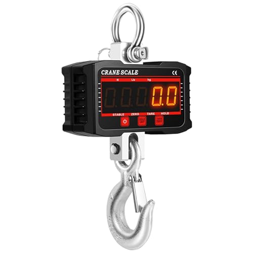 High Accuracy 1000KG Digital Crane Scale - Heavy Duty with LED Red/Green Display, Unit Conversion, Data Hold, Tare & Zero Functions for Construction, Travel & Fishing