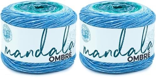 Image of Lion Brand Yarn Mandala Ombre Yarn with Vibrant Colors, Soft Yarn for Crocheting and Knitting, Mantra, 2-Pack