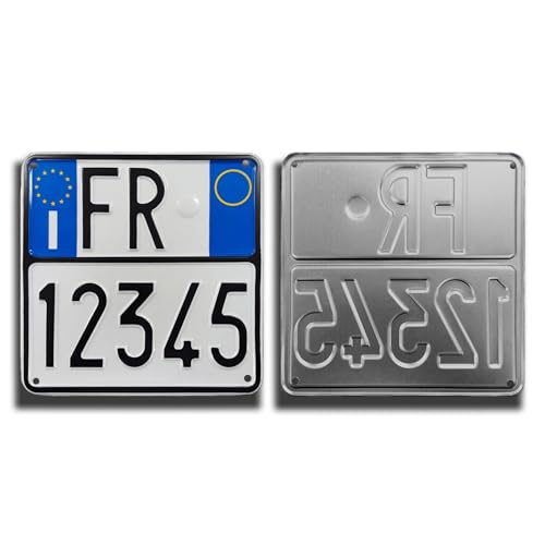 Targa Personalizzata Modello Moto in Alluminio Catarifrangente con Lettere e Numeri Incisi a Rilievo Made in Italy