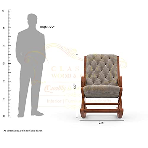 Image of Classic Wood and Craft Wooden Rocking Chair with Sheesham Wood, Rolling and Easy Seating (Model-OWB-23)